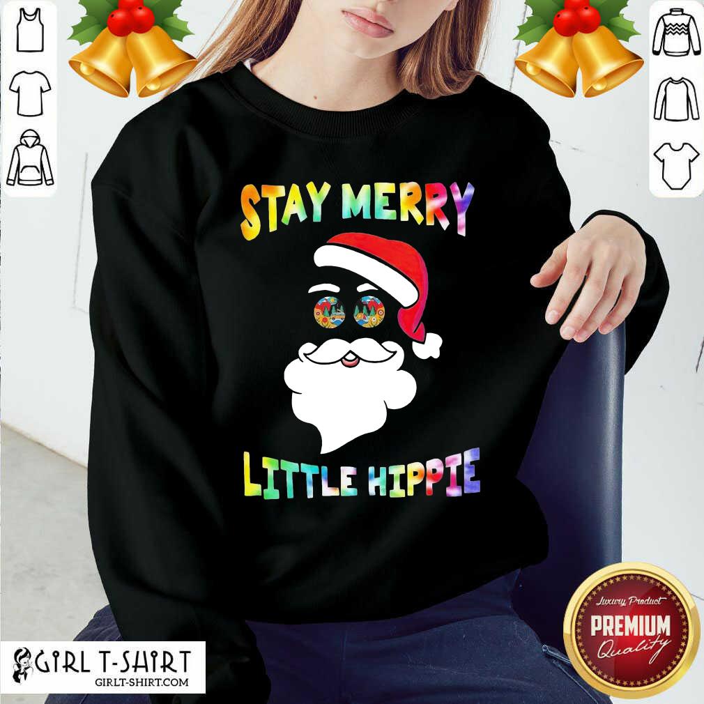 Cute Santa Claus Stay Merry Little Hippie Christmas Shirt - Image 4