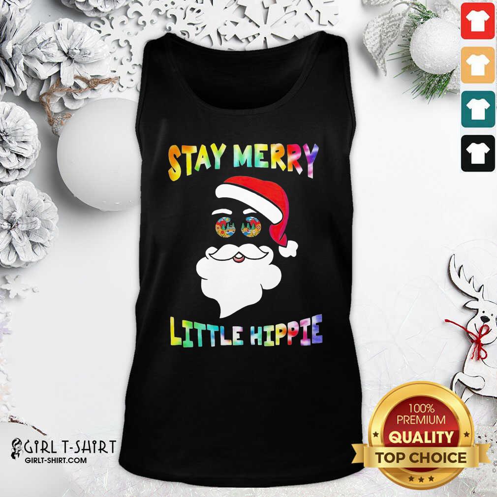 Cute Santa Claus Stay Merry Little Hippie Christmas Shirt - Image 3