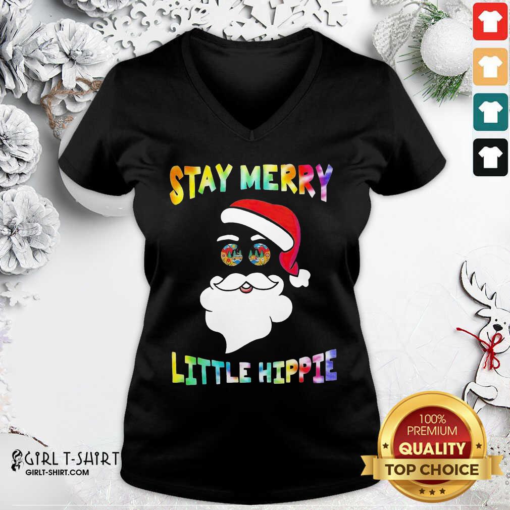 Cute Santa Claus Stay Merry Little Hippie Christmas Shirt - Image 2