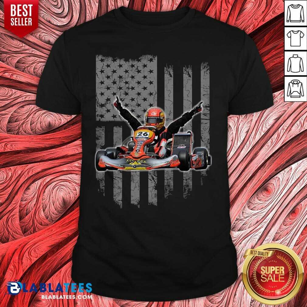 Cute Sports Car Racing American Flag Shirt