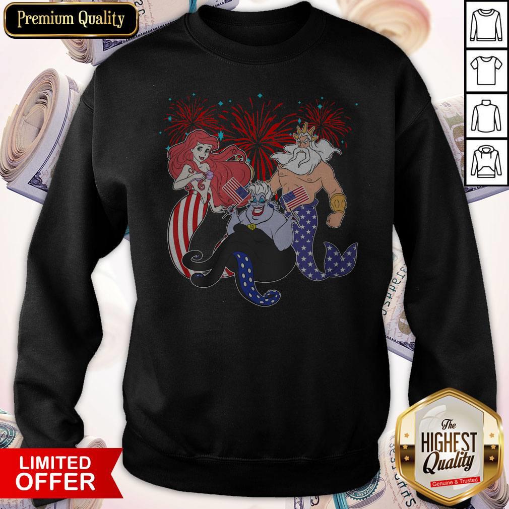 Cute The Little Mermaid Happy The 4th Of July American Flag Independence Day Shirt - Image 4
