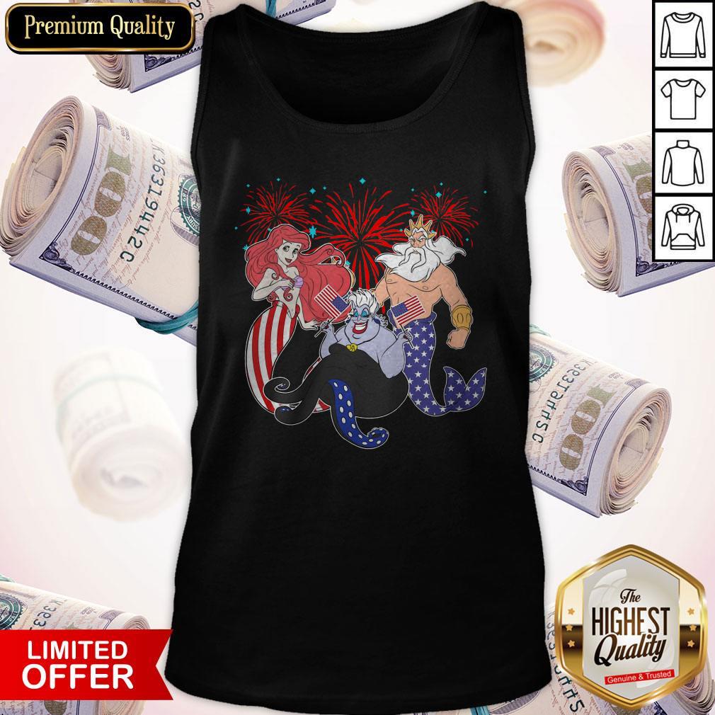 Cute The Little Mermaid Happy The 4th Of July American Flag Independence Day Shirt - Image 3