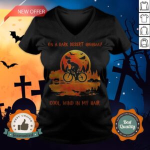 Alternative view of Cycling On A Dark Desert Highway Cool Wind In My Hair Halloween Shirt