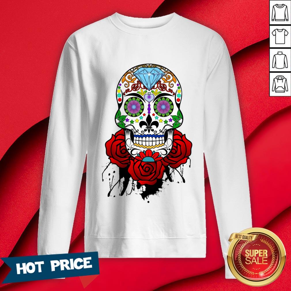 Day Of The Dead Dia De Los Muertos Sugar Skull And Roses Shirt - Image 4