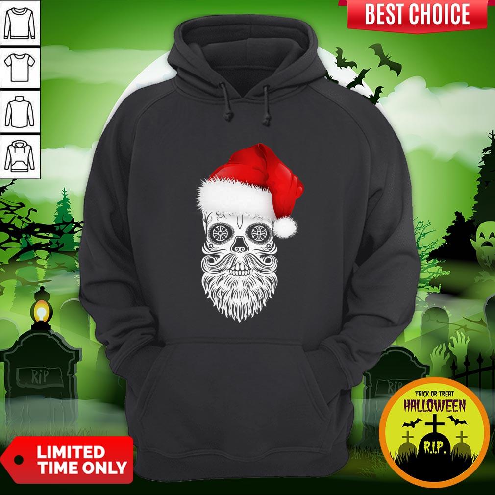 Day Of The Dead Dia De Los Muertos Sugar Skull With Santa Hat Shirt - Image 5