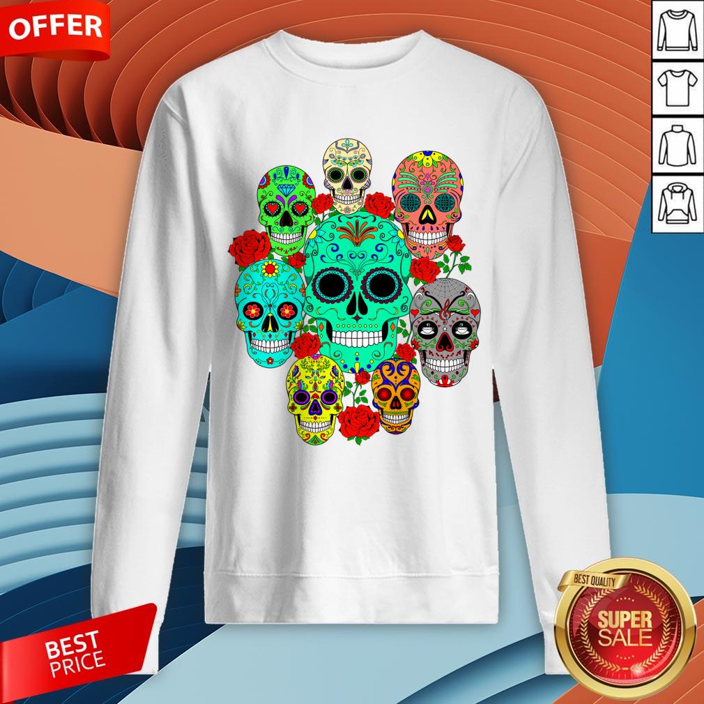 Day Of The Dead Dia De Los Muertos Sugar Skulls Galore Shirt - Image 4