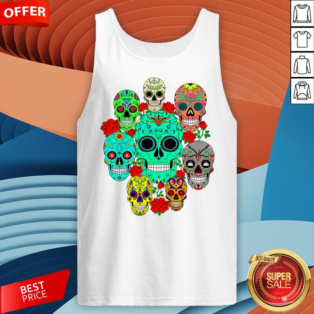 Day Of The Dead Dia De Los Muertos Sugar Skulls Galore Shirt - Image 3