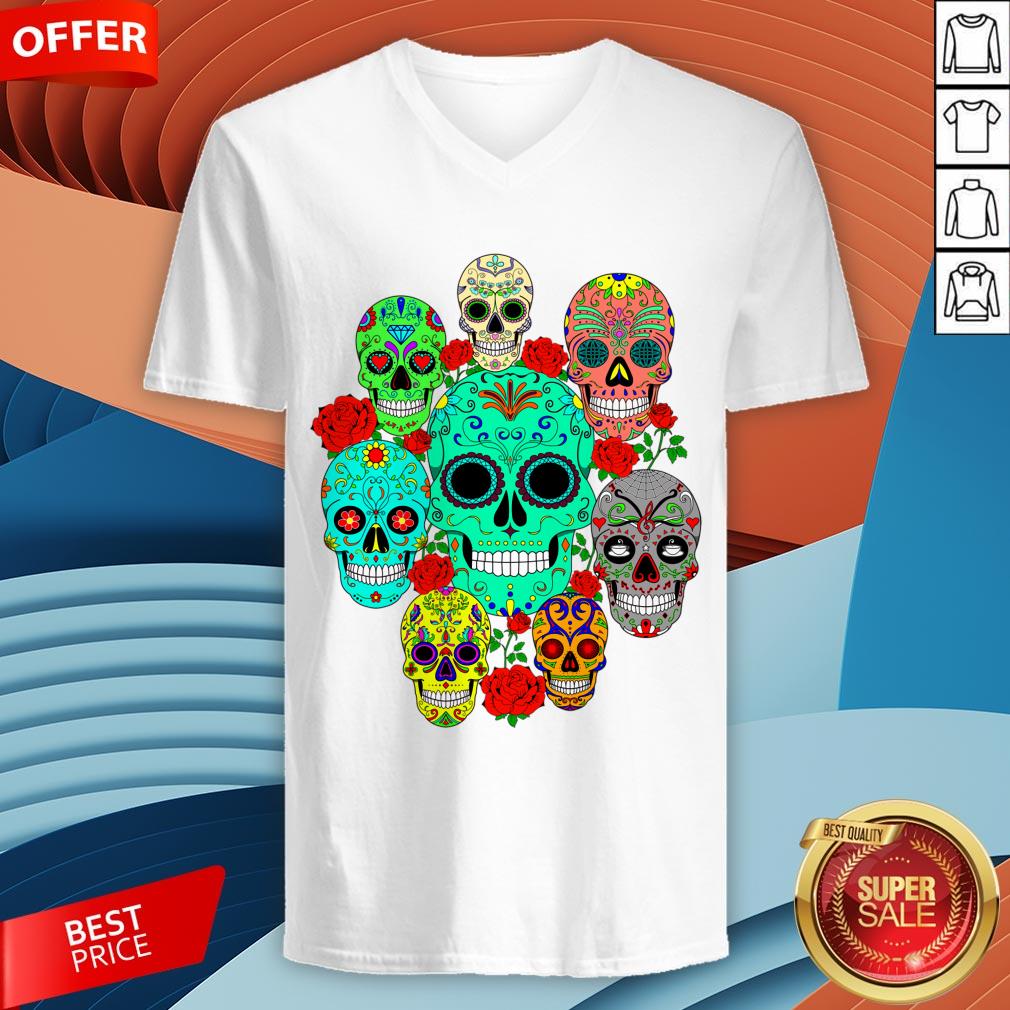 Day Of The Dead Dia De Los Muertos Sugar Skulls Galore Shirt - Image 2