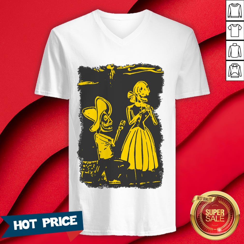 Day Of The Dead Día De Muertos Skeletons Couple Shirt - Image 3