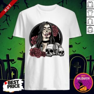 Day Of The Dead Halloween Catrina Sugar Skull Yellow Shirt