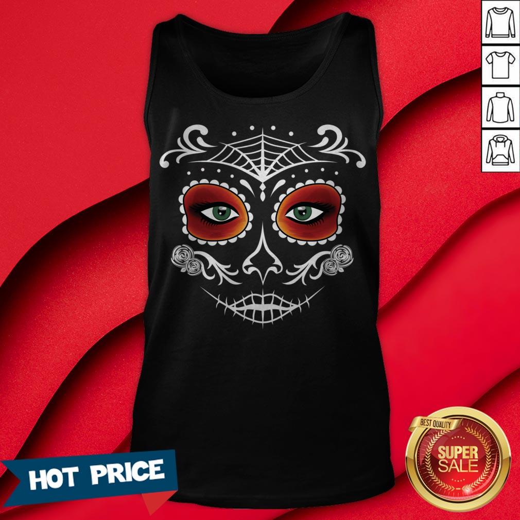 Day Of The Dead Mask Sugar Skull Halloween Shirt - Image 2