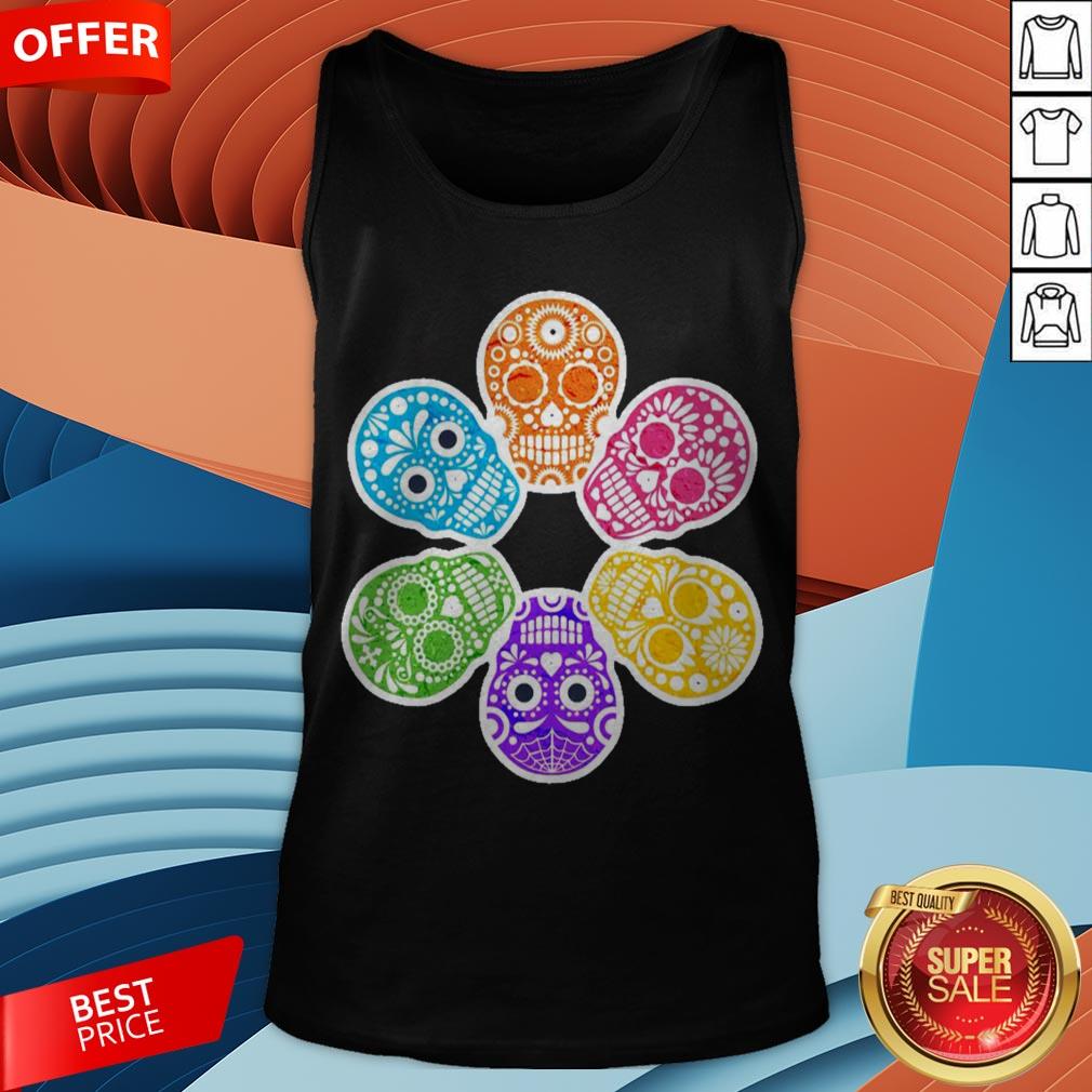 Day Of The Dead Sugar Skulls Funny Retro Shirt - Image 3