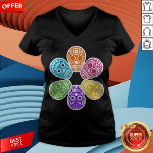 Alternative view of Day Of The Dead Sugar Skulls Funny Retro Shirt