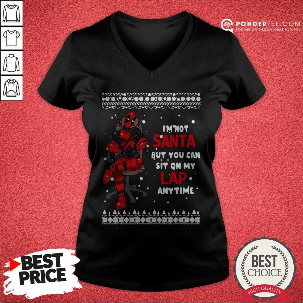 Deadpool I'm Not Santa But You Can Sit On My Lap Anytime Christmas Shirt - Image 3