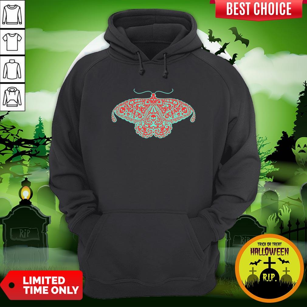 Death Head Moth Teal And Scarlet Day Of The Dead Shirt - Image 5