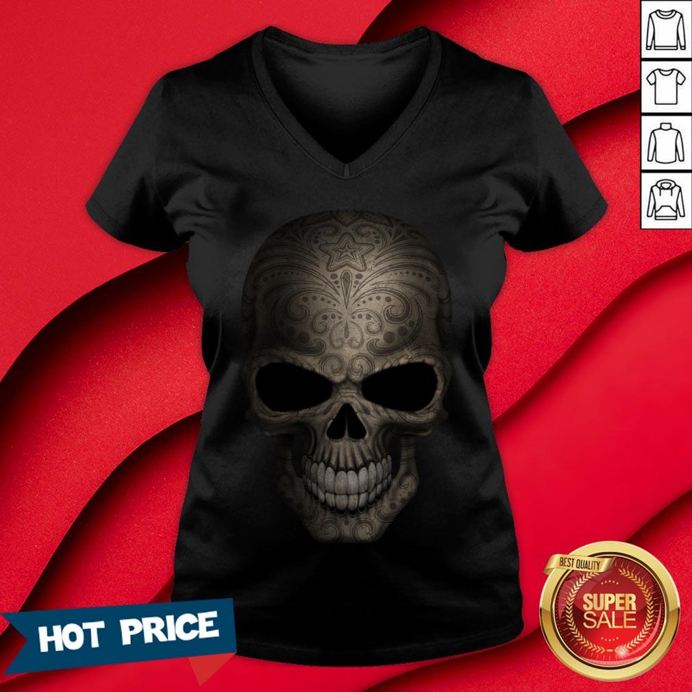 Decorated Dark Sugar Skull Dia De Muertos Day Dead T-Shirt - Image 3