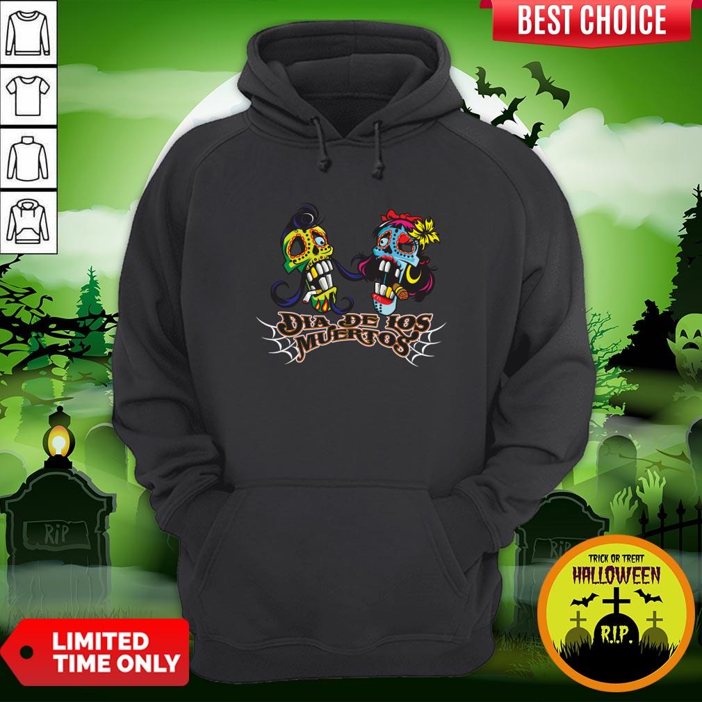 Dia De Los Muertes Day Of The Dead Sugar Skull Couple Shirt - Image 5