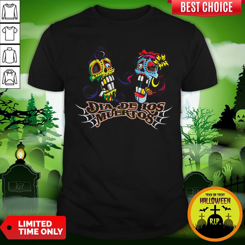 Dia De Los Muertes Day Of The Dead Sugar Skull Couple Shirt