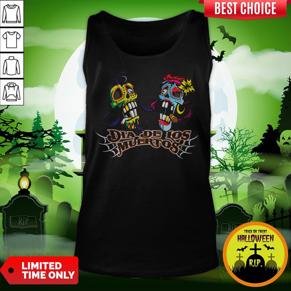 Dia De Los Muertes Day Of The Dead Sugar Skull Couple Shirt - Image 3