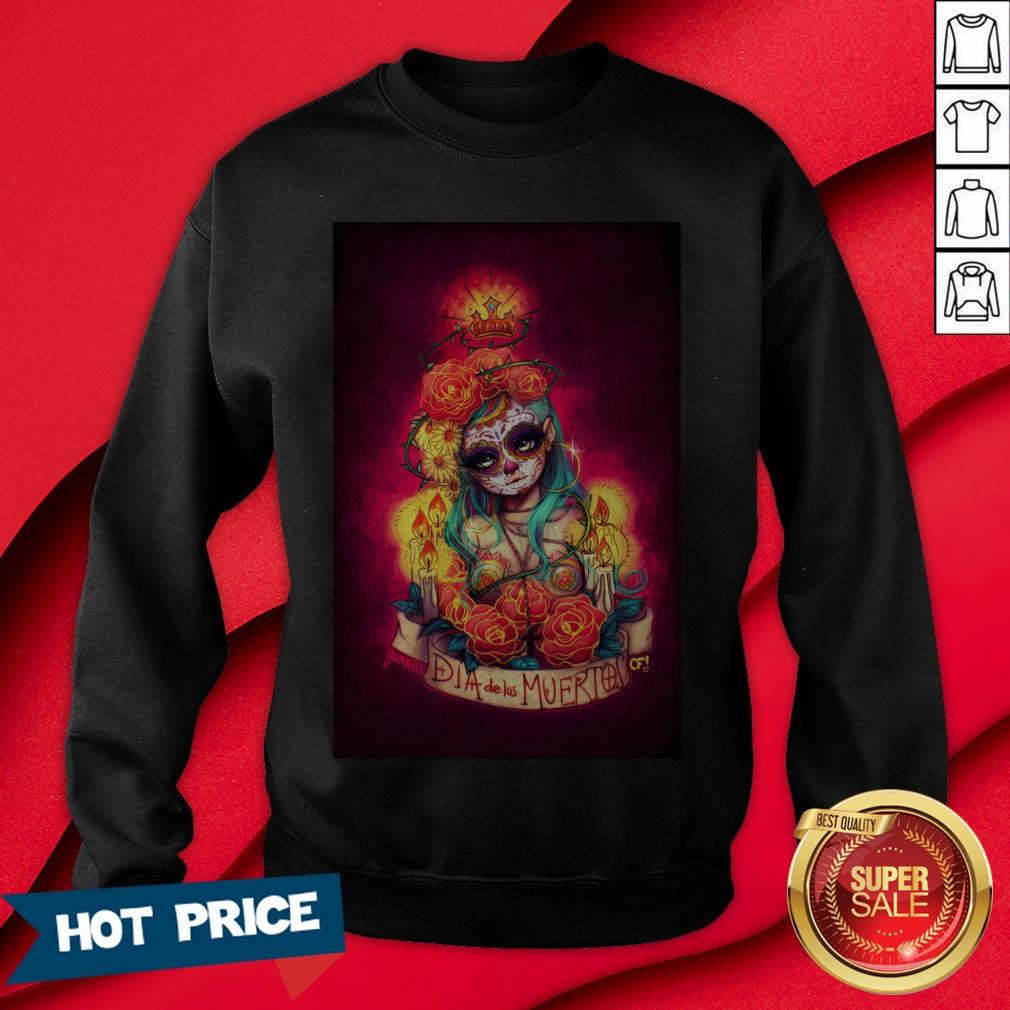 Día De Los Muertos Day Of Dead Sugar Skull Girl Shirt - Image 4