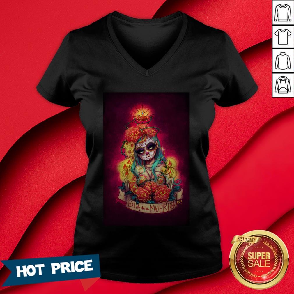 Día De Los Muertos Day Of Dead Sugar Skull Girl Shirt - Image 3