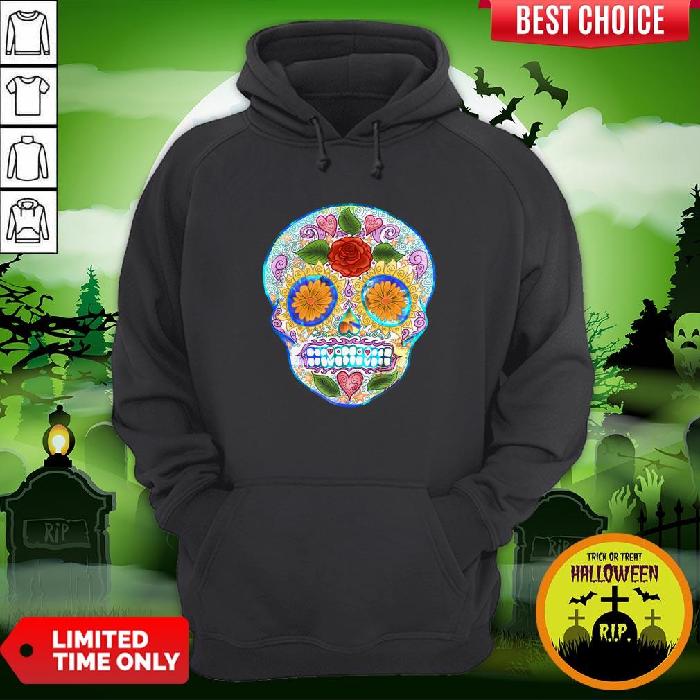 Dia De Los Muertos Day Of Dead Summer Sugar Skull Turquoise Shirt - Image 5