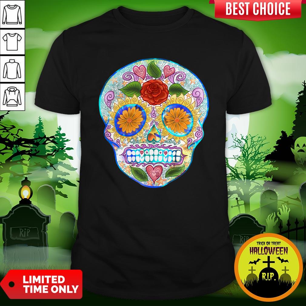 Dia De Los Muertos Day Of Dead Summer Sugar Skull Turquoise Shirt