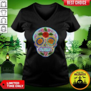 Alternative view of Dia De Los Muertos Day Of Dead Summer Sugar Skull Turquoise Shirt