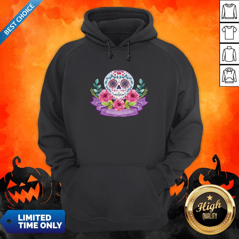 Dia De Muertos Day Of Dead Sugar Skull Flower Shirt - Image 2