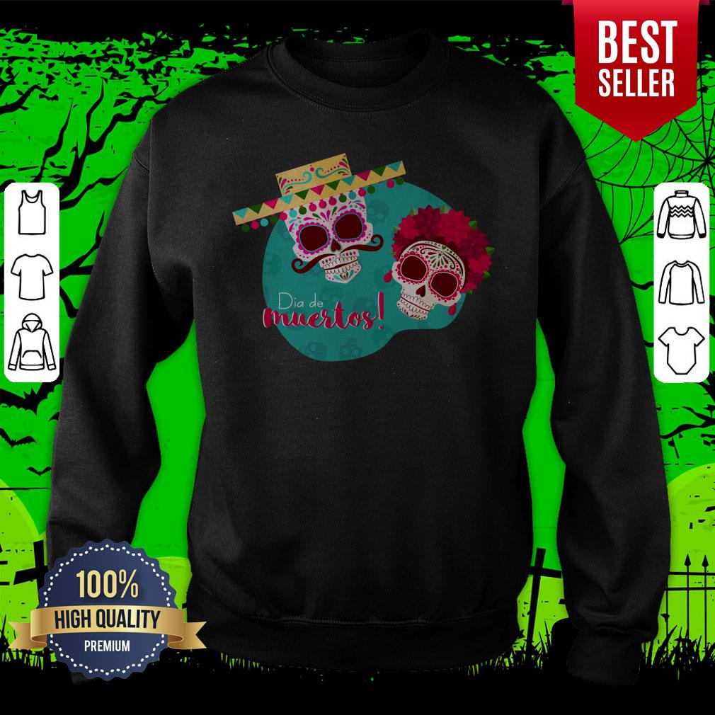 Dia De Muertos Day Of The Dead Sugar Skulls Couple Shirt - Image 2