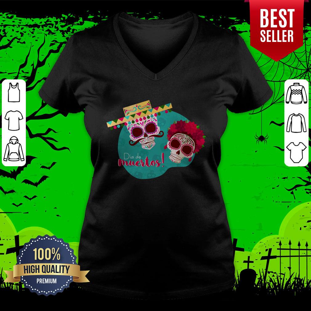 Dia De Muertos Day Of The Dead Sugar Skulls Couple Shirt - Image 4
