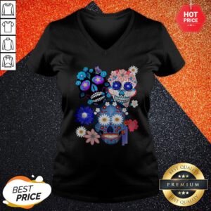 Alternative view of Dia De Muertos Day Of The Dead Sugar Skulls Flower Color Shirt