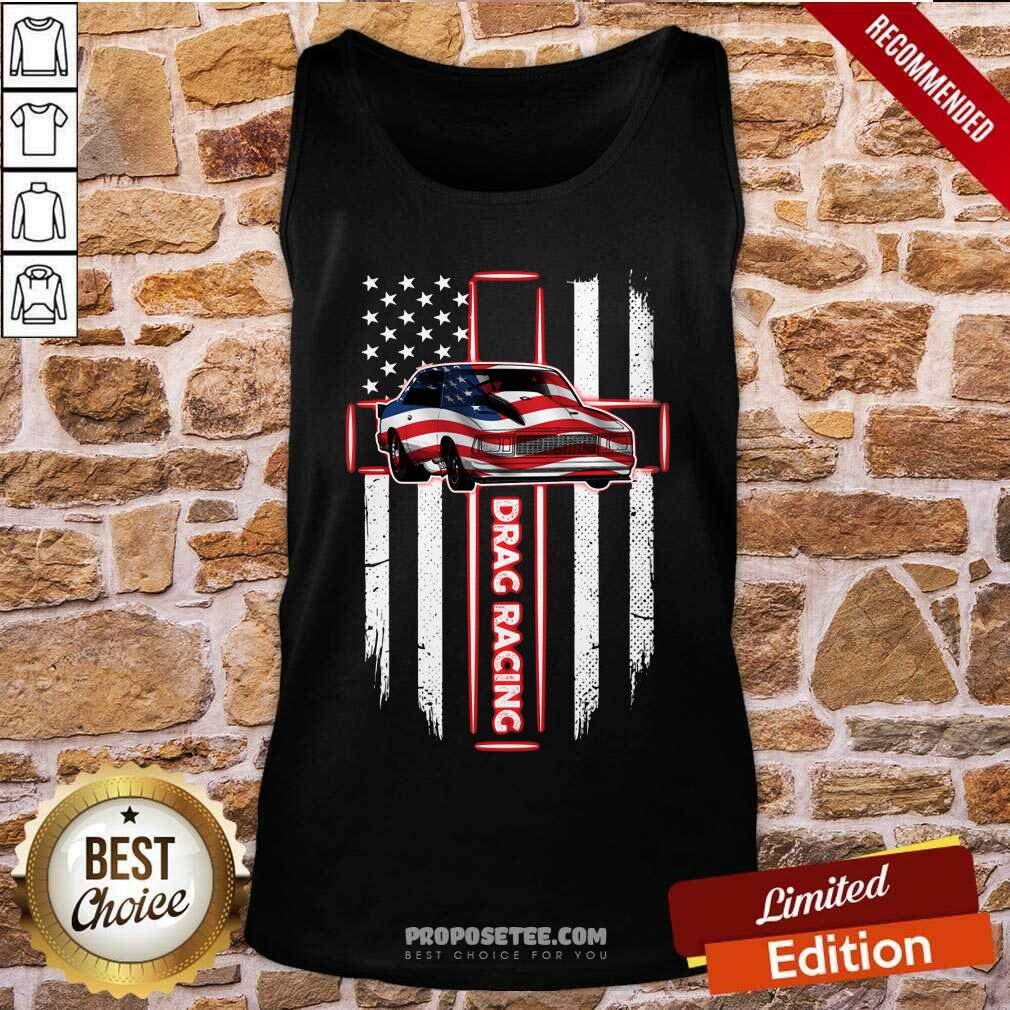 Drag Car Drag Racing Cross American Flag Shirt - Image 4