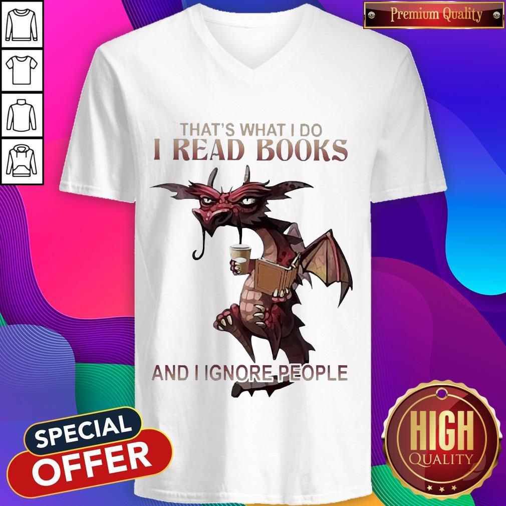 Dragon That'S What I Do I Read Books And I Ignore People Shirt - Image 2