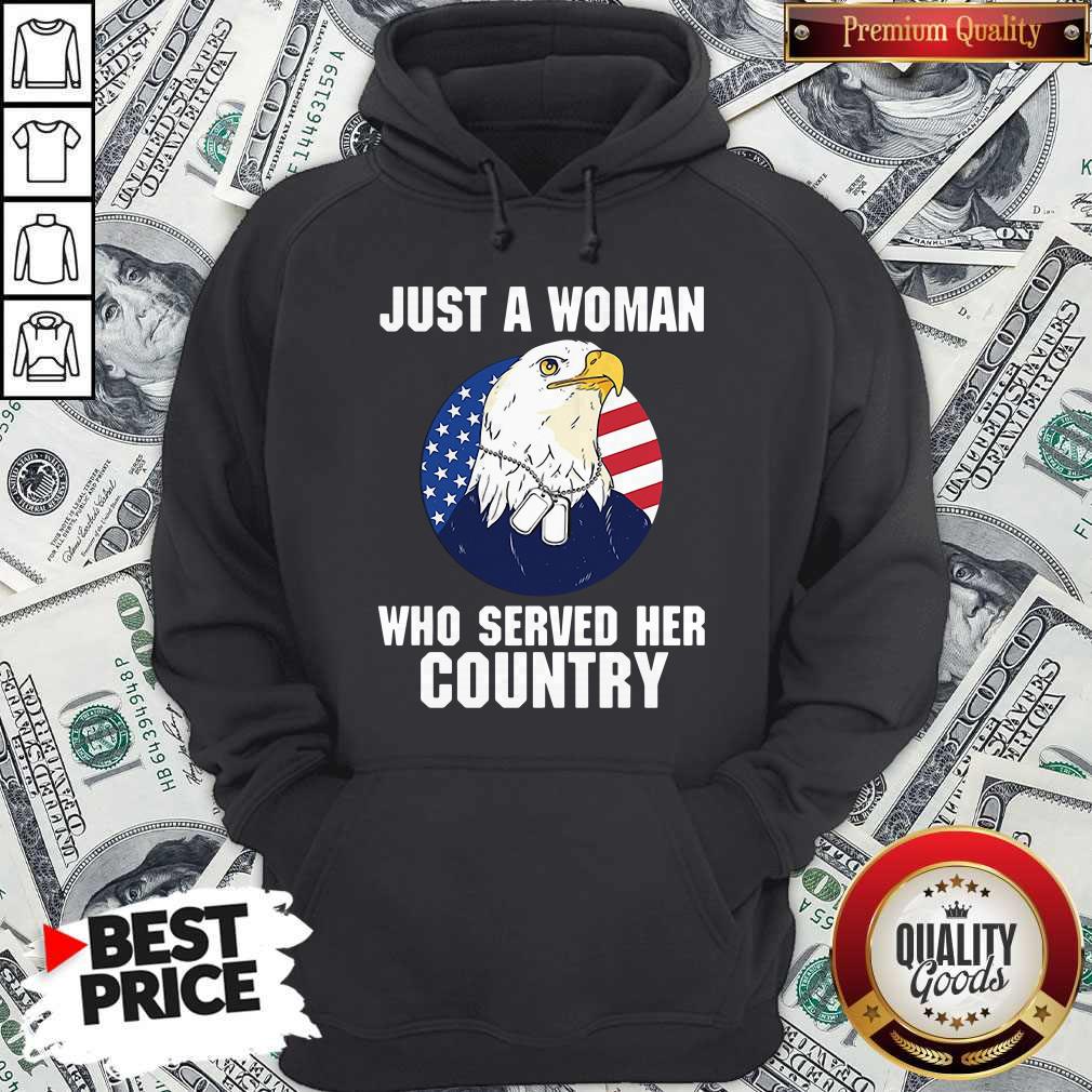 Eagle American Flag Just A Woman Who Served Her Country Shirt - Image 5