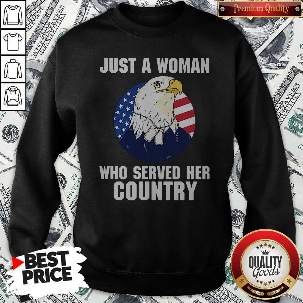 Eagle American Flag Just A Woman Who Served Her Country Shirt - Image 2