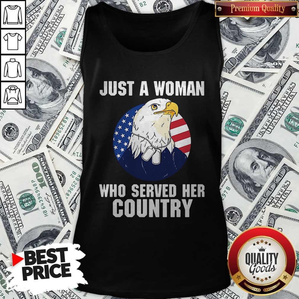 Eagle American Flag Just A Woman Who Served Her Country Shirt - Image 4
