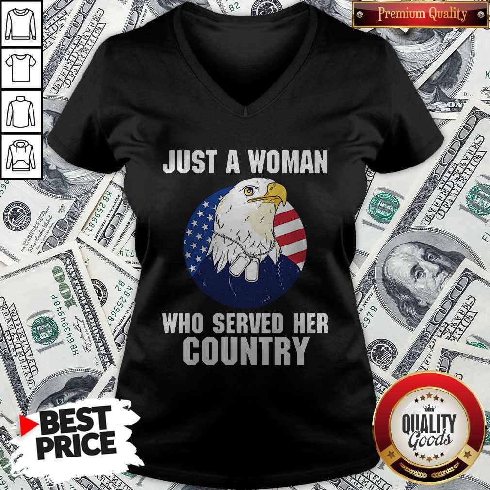 Eagle American Flag Just A Woman Who Served Her Country Shirt - Image 3