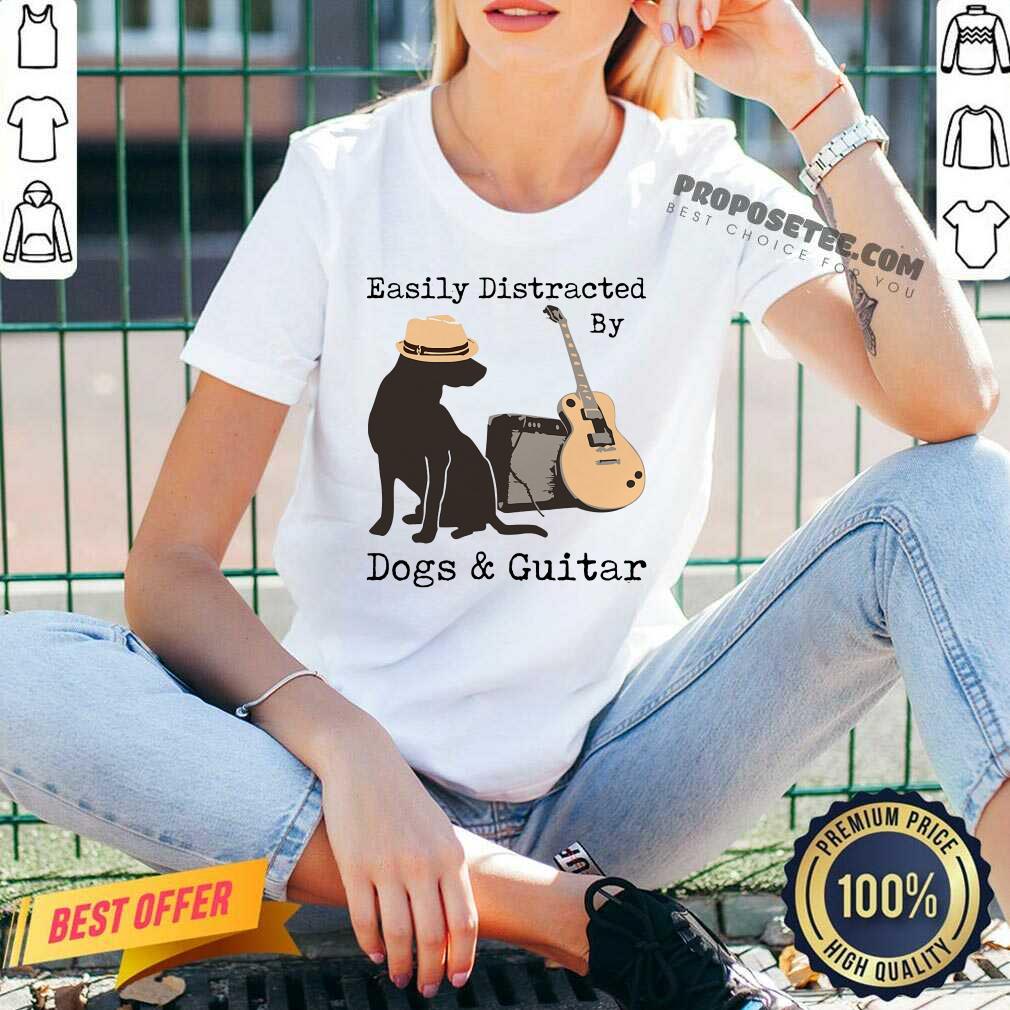 Easily Distracted By Guitar And Dogs Shirt - Image 3