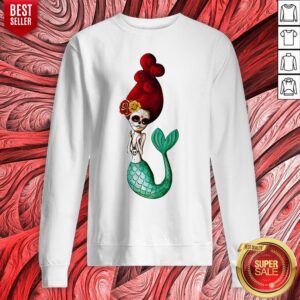 Alternative view of El Dia De Los Muertos Mermaid Day Dead Sugar Skull Shirt