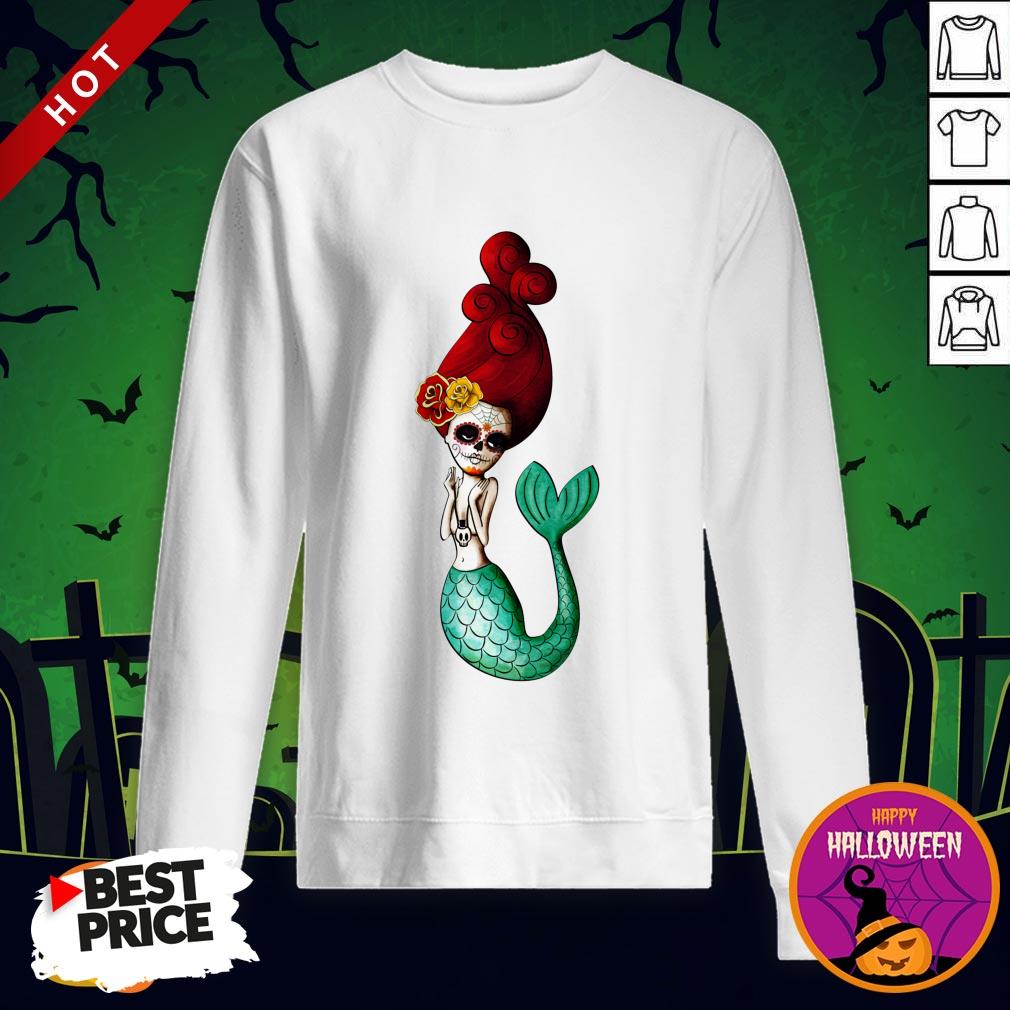 El Dia De Los Muertos Mermaid Day Dead Sugar Skull Shirt - Image 4