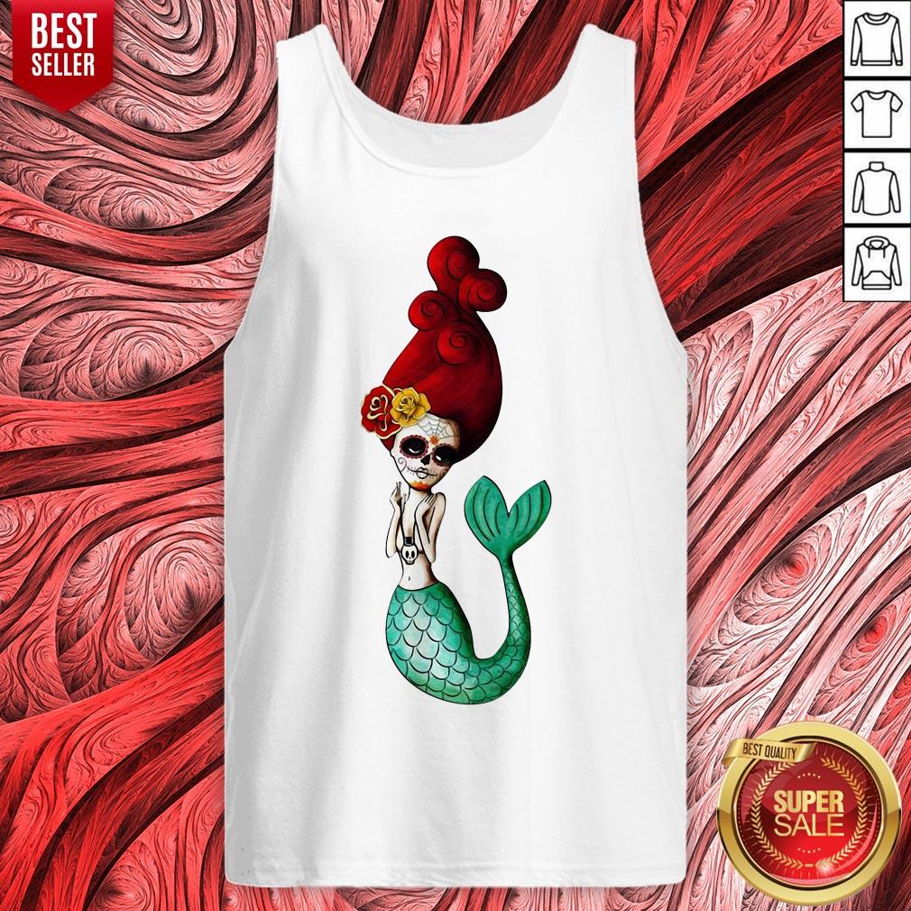 El Dia De Los Muertos Mermaid Day Dead Sugar Skull Shirt - Image 5
