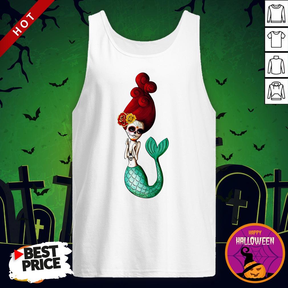El Dia De Los Muertos Mermaid Day Dead Sugar Skull Shirt - Image 3