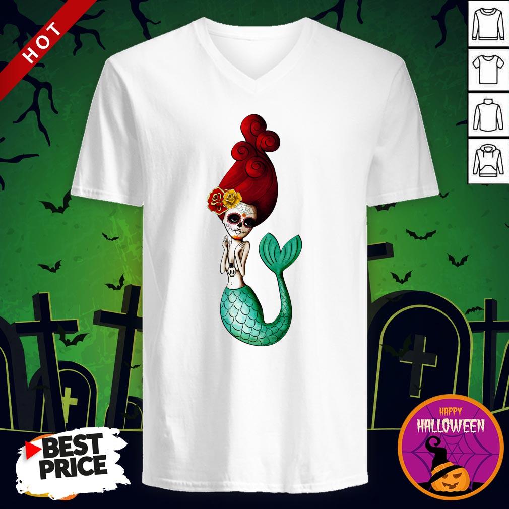 El Dia De Los Muertos Mermaid Day Dead Sugar Skull Shirt - Image 2