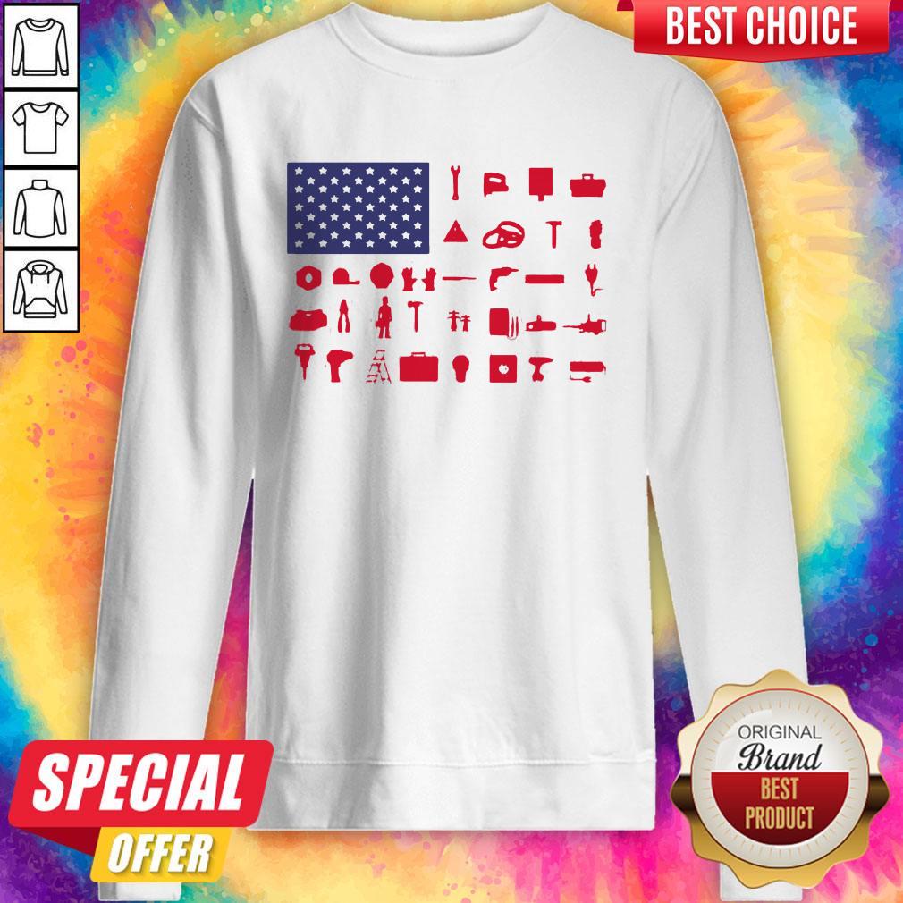 Electrician Independence Day American Flag Shirt - Image 5