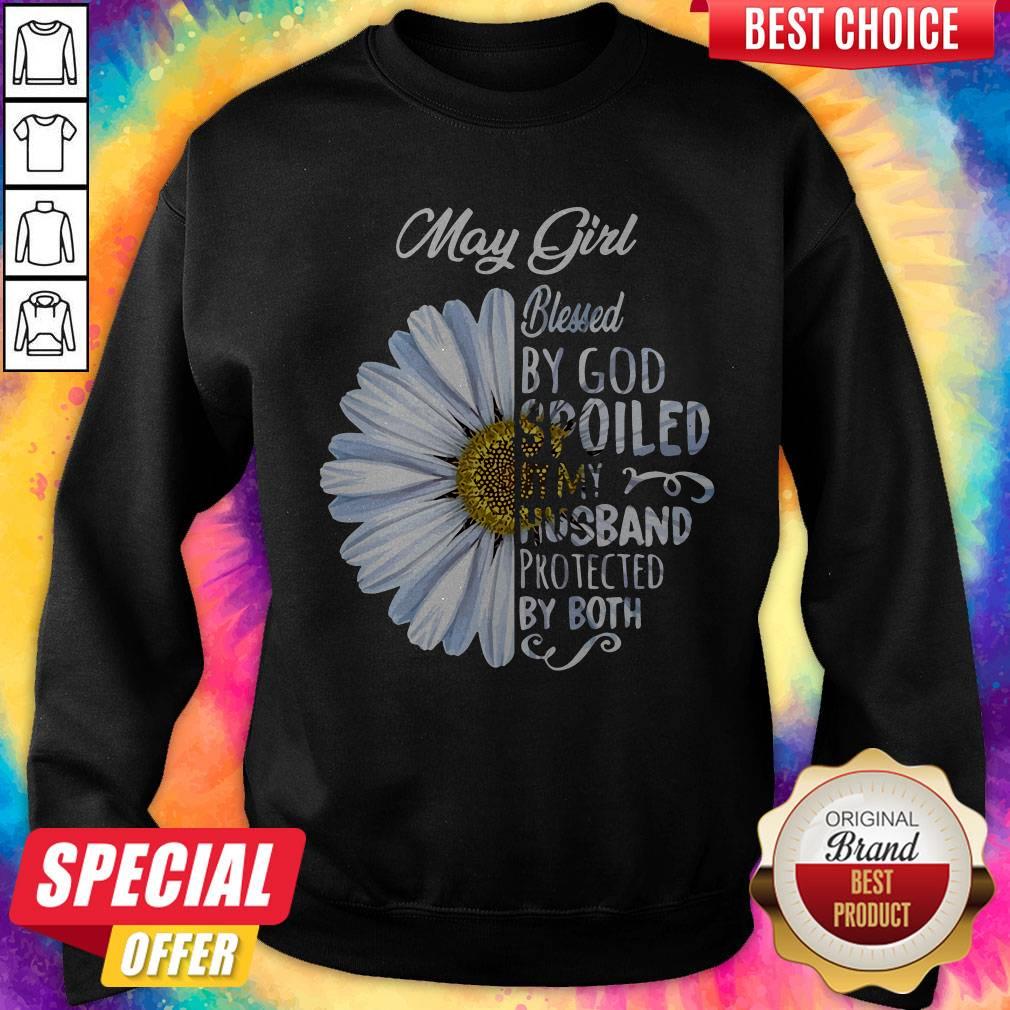 Excellent Chrysanthemum Flower May Girl Blessed By God Spoiled By My Husband Protected By Both Shirt - Image 2