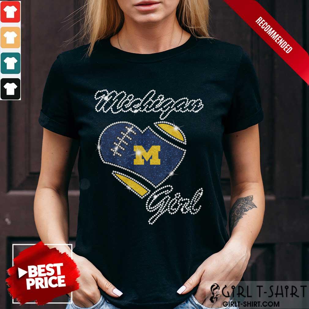 Excited Heart Michigan Girl Diamond Shirt