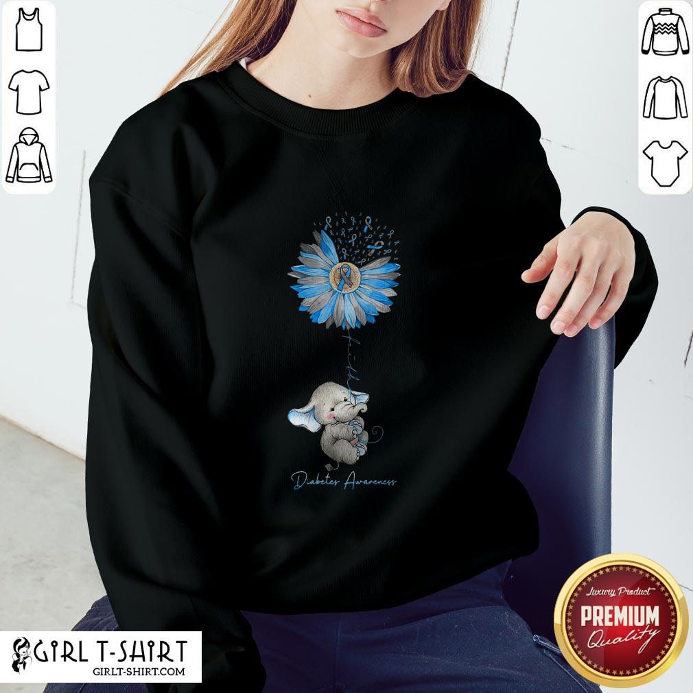 Faith Hope Fight Love Elephant Sunflower Diabetes Awareness Shirt - Image 4