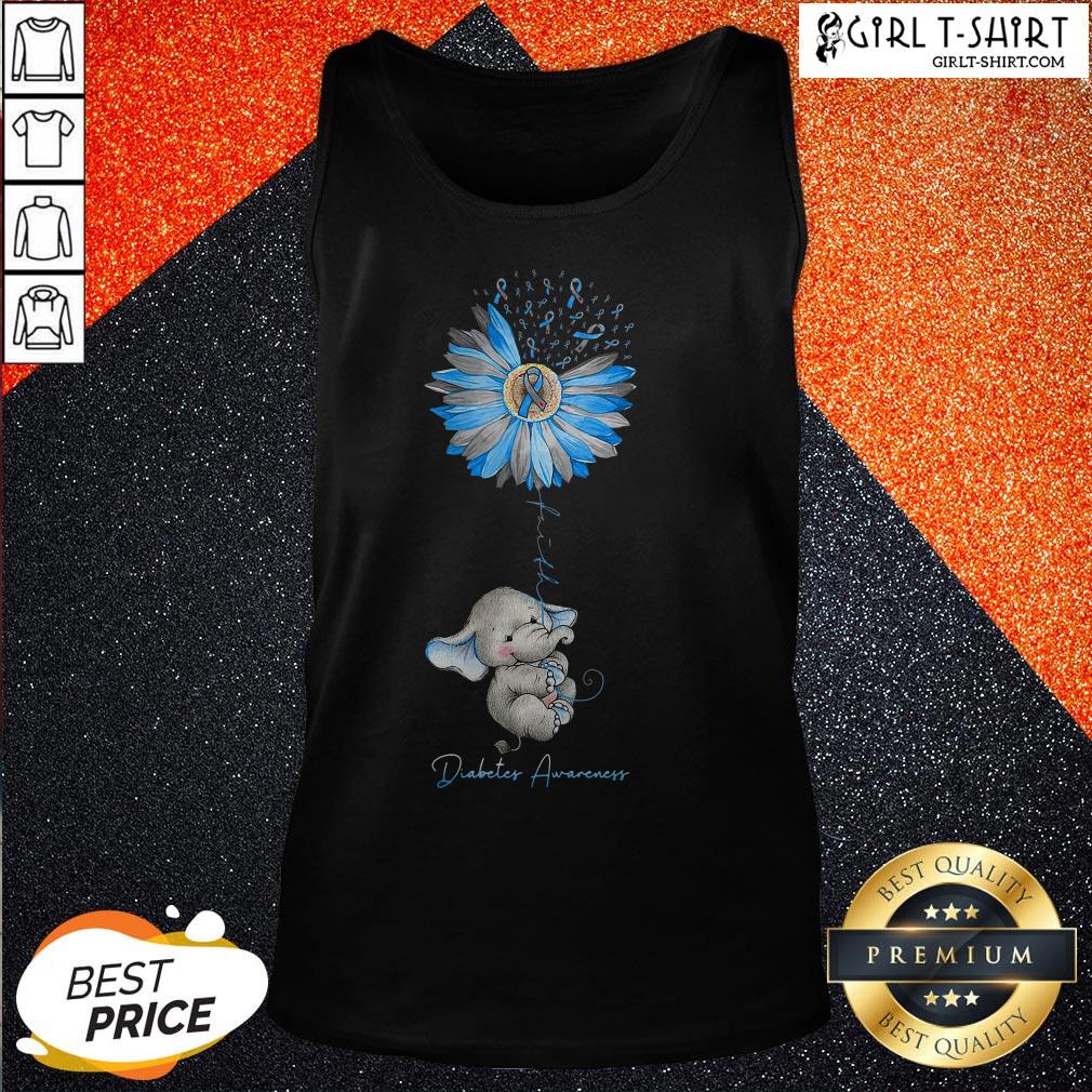 Faith Hope Fight Love Elephant Sunflower Diabetes Awareness Shirt - Image 3