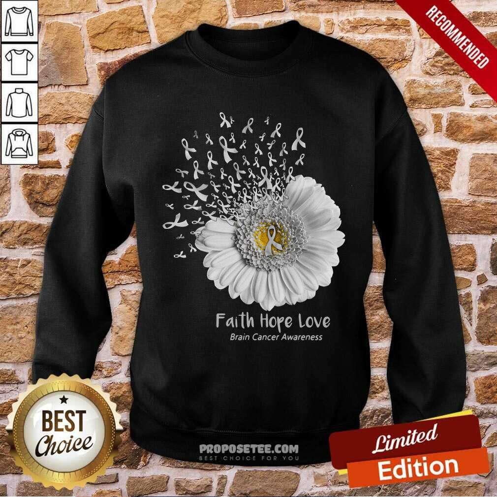 Faith Hope Love Brain Cancer Awareness Shirt - Image 5